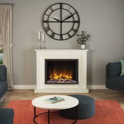 Cabrina White Micro Marble Fireplace Suite