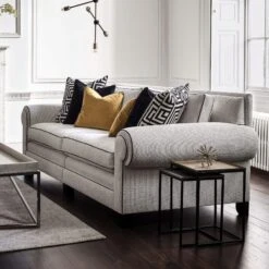 Duresta Coco Flatiron Pearl Fabric Grand Split Sofa