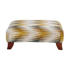 Leandra Chevron Patterned Fabric Designer Footstool