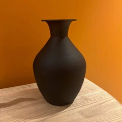Large Black Collared Vase