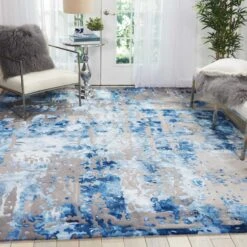 Prismatic Blue Grey 419 X 297cm Wool Rug