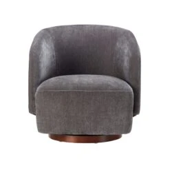 Elliot Swivel Armchair In Coal Amigo Dark Grey Fabric