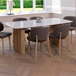 Rochelle 200cm Rectangular Mango Wood & Marble Dining Table