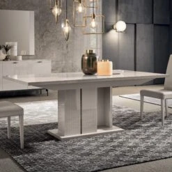 Caren High Gloss Pearl Line 160cm Extending Dining Table & 6 High-Back Faux Leather Chairs 15 Caren High Gloss Pearl Line 160cm Extending Dining Table & 6 High-Back Faux Leather Chairs -Housing Units Furniture Store 26421e0702f35860781b3e55a762dcf1
