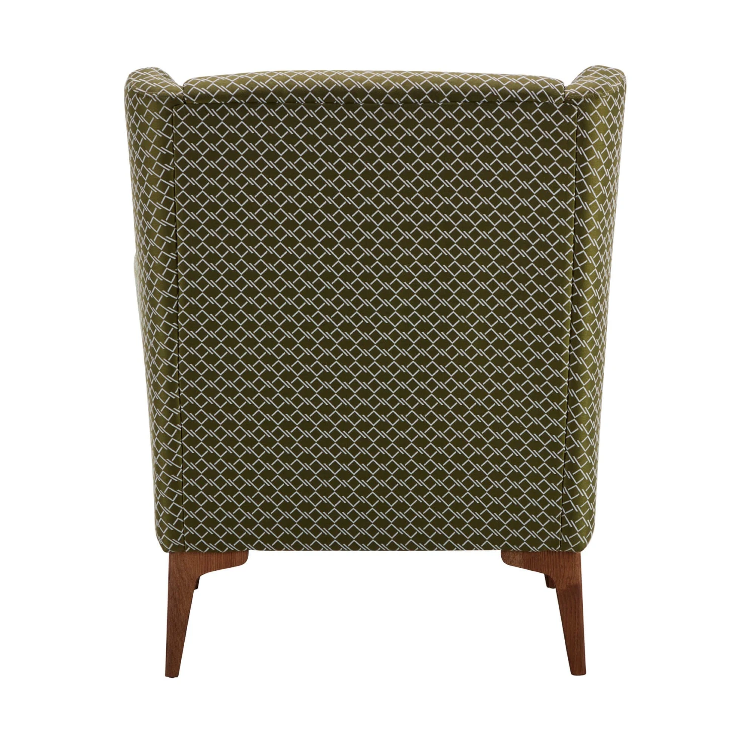 Harrison Olive Green Geometric Patterned Fabric Accent Chair 4 Harrison Olive Green Geometric Patterned Fabric Accent Chair - Image 4