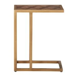 Olivia James Hemingway Mahogany Oak & Gold Side Table -Housing Units Furniture Store 28087ad2dbb5f4972e2ed412141bbaa3