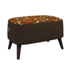 Orla Kiely Donegal Small Clarin Chocolate & Climbing Daisy Conker Fabric Footstool