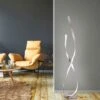 Linda Nickel Twist LED Floor Lamp