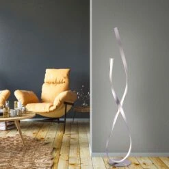Linda Nickel Twist LED Floor Lamp
