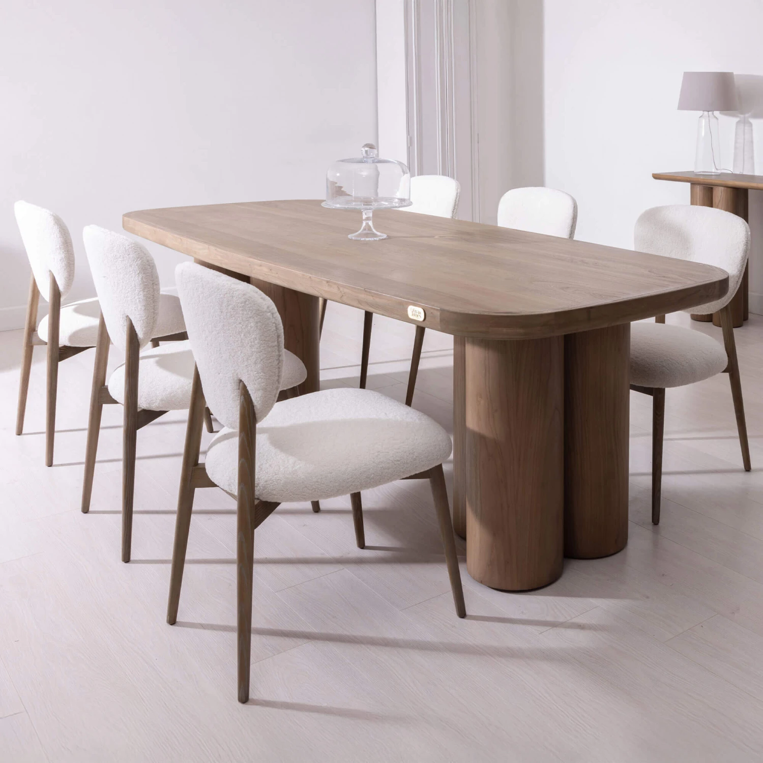 Eden 240cm Elm Wood Dining Table With 6 Theo Cream Fabric Dining Chairs 1 Eden 240cm Elm Wood Dining Table With 6 Theo Cream Fabric Dining Chairs
