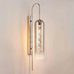 Ariah Nickel & Smoke Fade Curved Wall Light