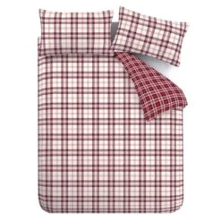 Catherine Lansfield Kelso Check Burgundy Single Duvet Set -Housing Units Furniture Store 2c5e9f60361f9a8efa4ffd7b7a54e1b4