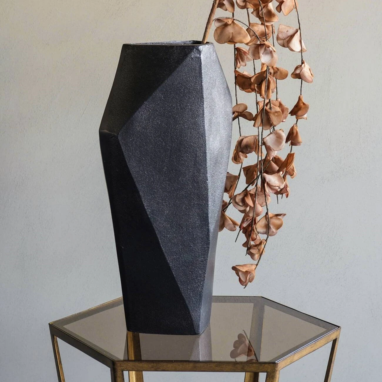 Faceted Charcoal Black Vase 1 Faceted Charcoal Black Vase