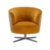 Orla Kiely Lily Ochre Velvet Swivel Accent Chair With Contrast Floral Pattern Back