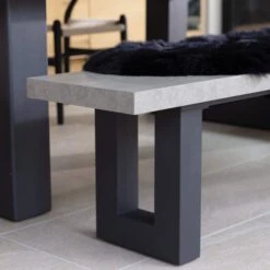 Ingrid Concrete-Effect 220cm Dining Table With Bench & 3 Larvik Black Wishbone Chairs -Housing Units Furniture Store 2de01f2f7214078e2fce096cfeacd317