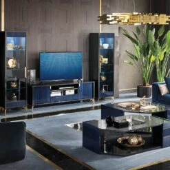 Celeste High Gloss Cobalt Blue Left Hand Curio Display Cabinet 5 Celeste High Gloss Cobalt Blue Left Hand Curio Display Cabinet -Housing Units Furniture Store 2f267cb35683a79322f392c541279813