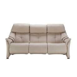 Himolla Chester Cream Leather 3 Seater Manual Recliner Sofa