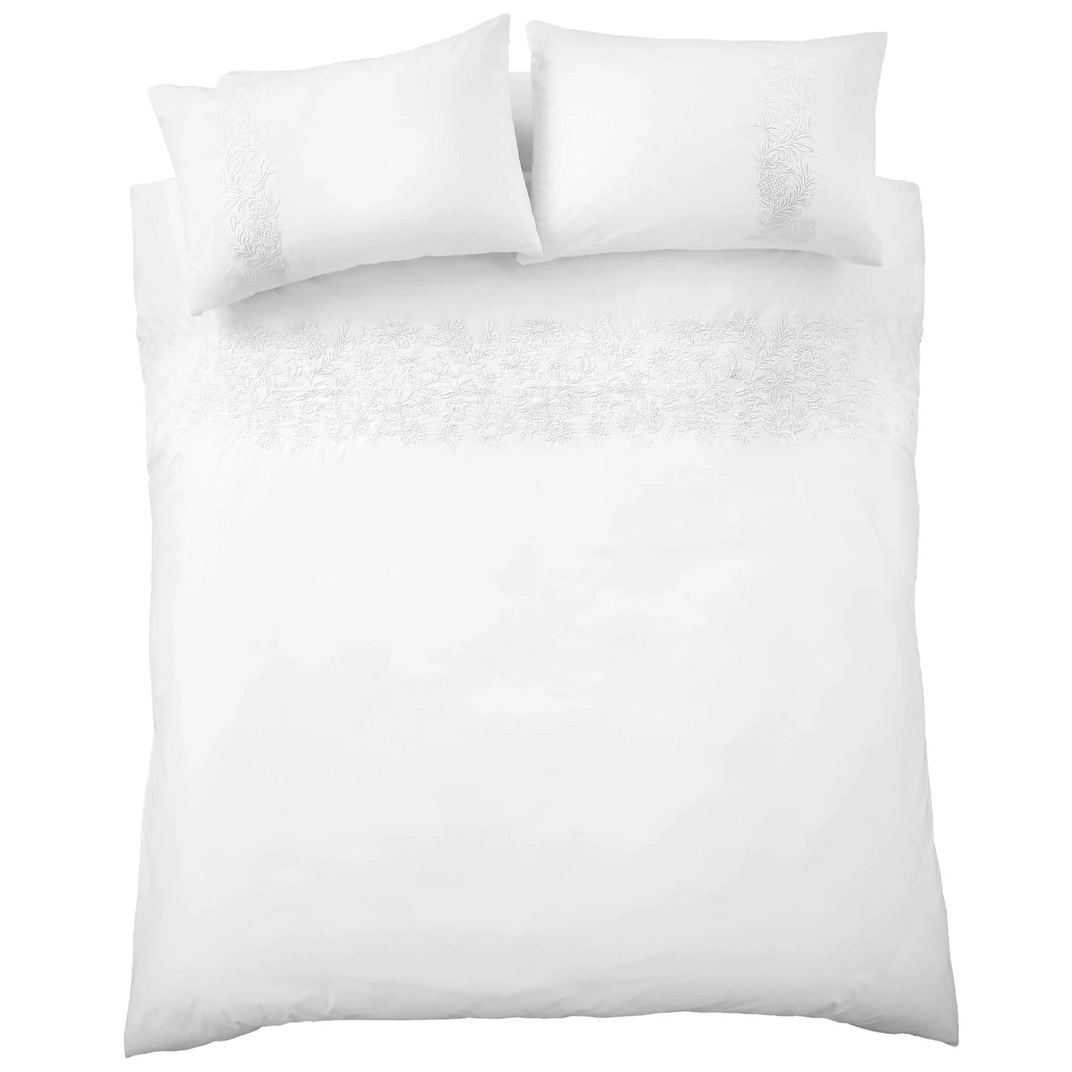 Embroidery Floral White Bedding Collection 2 Embroidery Floral White Bedding Collection - Image 2