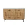 Rochelle Mango Wood & Marble 6 Drawer Wide Chest
