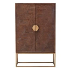 Olivia James Hemingway Mahogany Oak & Gold 2 Door Bar Cabinet -Housing Units Furniture Store 300f16d8da3ce1a4564a548f43df5185