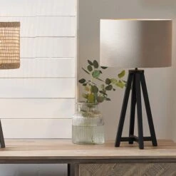 Whitby Matt Black Wood 4 Legged Table Lamp Base