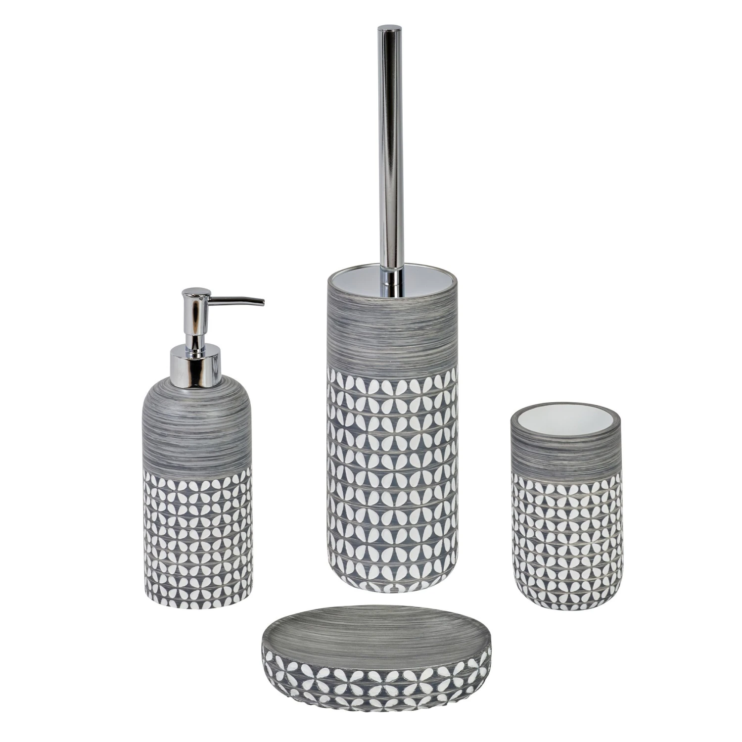 Ravello Grey & White Resin Toilet Brush And Holder 2 Ravello Grey & White Resin Toilet Brush And Holder - Image 2