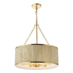 Fenella Gold & Seagrass 5 Light Pendant -Housing Units Furniture Store 30d81d00704db889e542236dd65fae2b