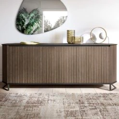 Oratino 3 Door Ribbed Wood Sideboard