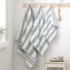 Reversible Stripe Sage Cotton Towel Collection