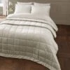 Catherine Lansfield Kingsley Matt Velvet Cream Quilted Bedspread