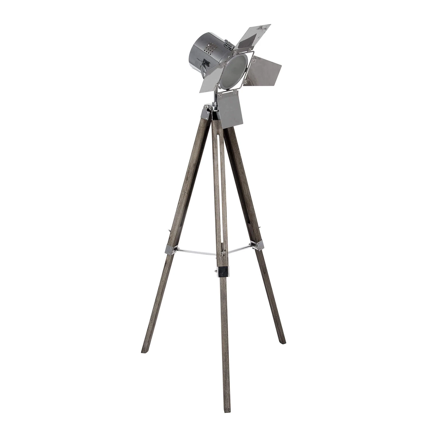 Hereford Nickel & Grey Wood Film Tripod Floor Lamp 2 Hereford Nickel & Grey Wood Film Tripod Floor Lamp - Image 2