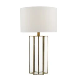Osuna Natural Brass Glass Table Lamp & Ivory Shade