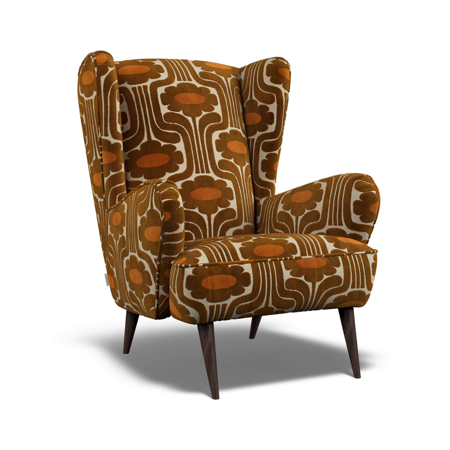 Orla Kiely Alma Climbing Daisy Conker Pattern Velvet Accent Armchair 2 Orla Kiely Alma Climbing Daisy Conker Pattern Velvet Accent Armchair - Image 2