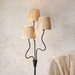 Wriggle Matt Black 3 Light Floor Lamp With Raffia Shades -Housing Units Furniture Store 352293c1e8c9ee318461a940e6cd449d