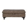 Lucinda Black & Natural Patterned Fabric Ottoman Legged Footstool