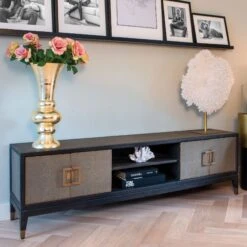 Stellar 4 Door Grey Shagreen TV Unit