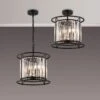 Samraat Satin Black & Crystal 3 Light Pendant
