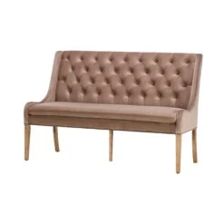 Jacob 160cm Taupe Velvet Button Back Bench