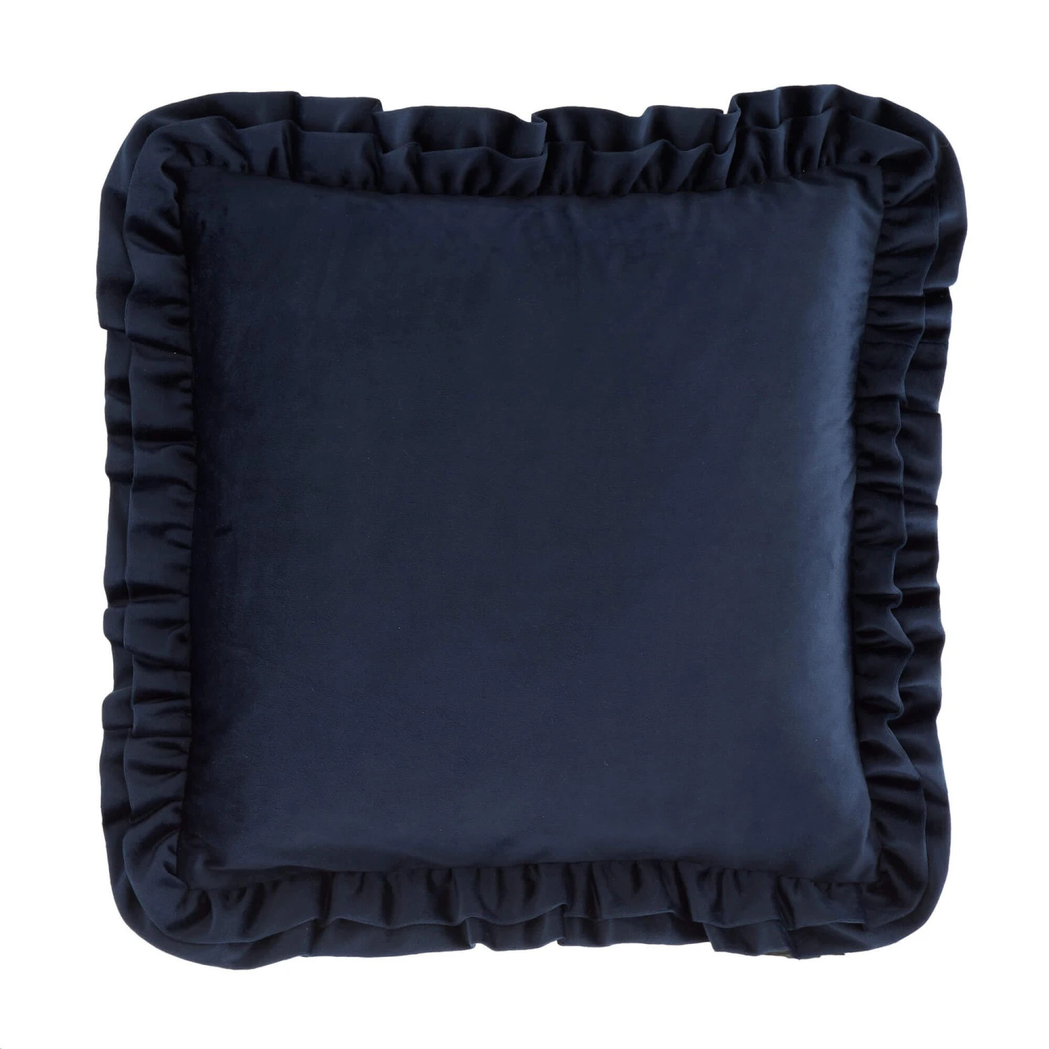 Catherine Lansfield Matt Velvet Navy Double Frill Cushion 2 Catherine Lansfield Matt Velvet Navy Double Frill Cushion - Image 2
