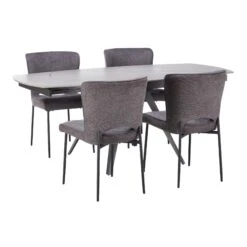 Allegri Extending Sintered Stone Top & Grey Leg Dining Table With 4 Mina Dark Grey Dining Chairs