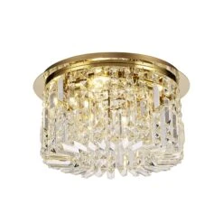 Dynasty Gold & Crystal 5 Light Flush Chandelier