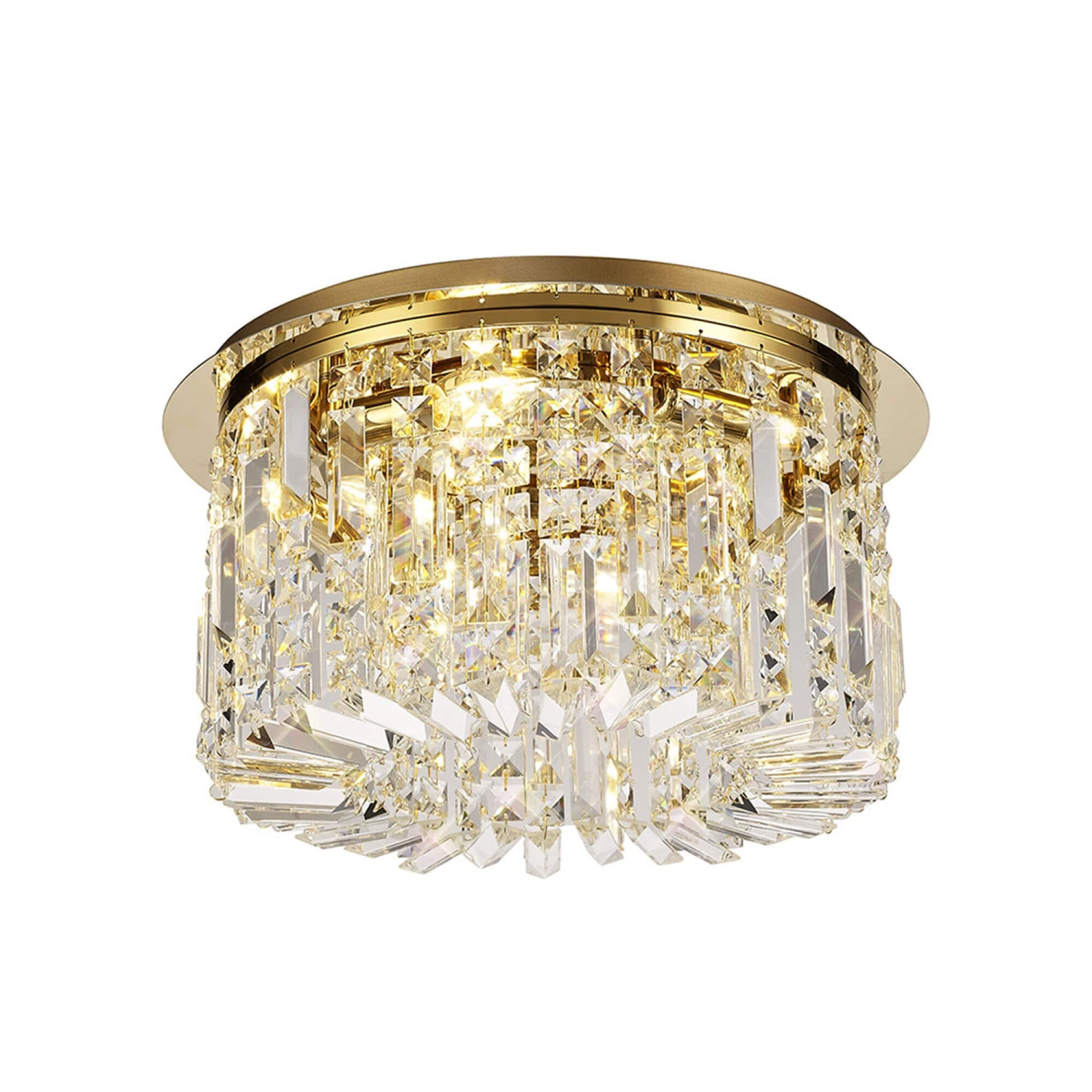 Dynasty Gold & Crystal 5 Light Flush Chandelier 1 Dynasty Gold & Crystal 5 Light Flush Chandelier