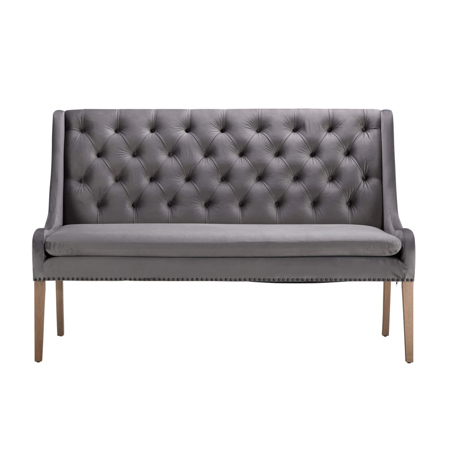 Jacob 160cm Grey Velvet Button Back Bench 2 Jacob 160cm Grey Velvet Button Back Bench - Image 2