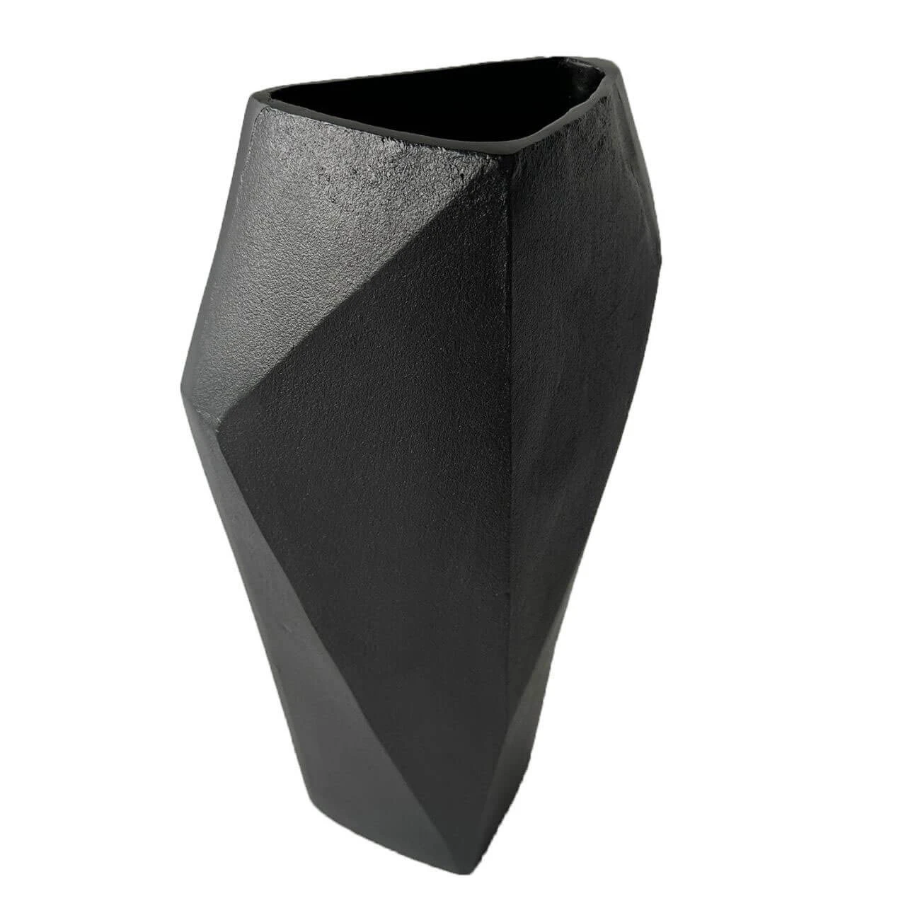 Faceted Charcoal Black Vase 2 Faceted Charcoal Black Vase - Image 2