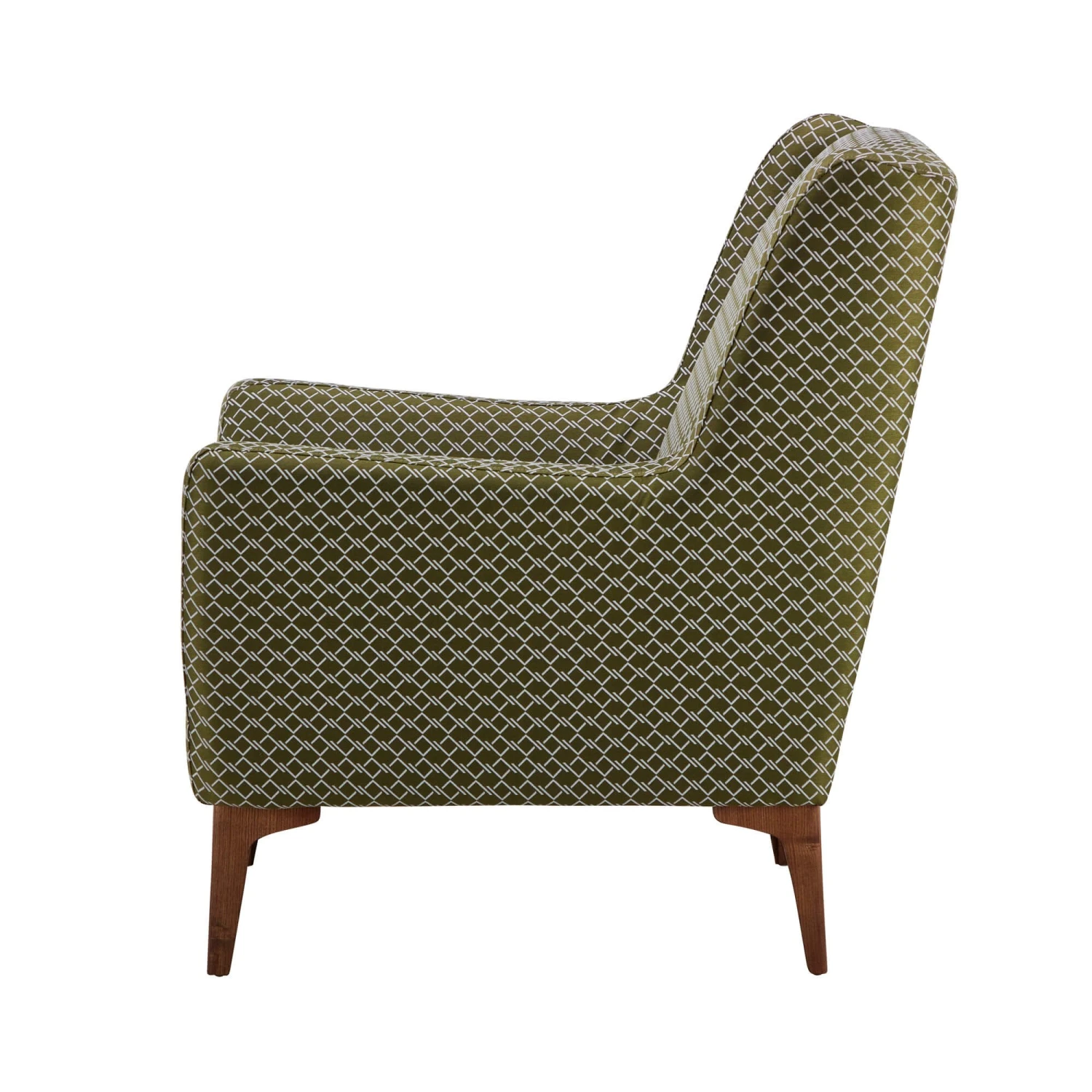 Harrison Olive Green Geometric Patterned Fabric Accent Chair 3 Harrison Olive Green Geometric Patterned Fabric Accent Chair - Image 3