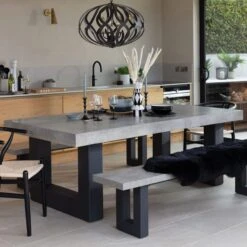 Ingrid Concrete-Effect 180cm Dining Table