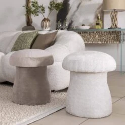Fantasy Beige Fabric Stool