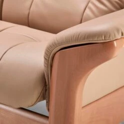 Stressless Windsor High-Back 3 Seater Recliner Sofa In Paloma Beige & Oak -Housing Units Furniture Store 3d719e83ab7735631602c995ea9e1021