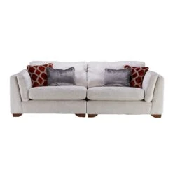 Mackenzie Ivory Chevron Textured Fabric 4 Seater Sofa