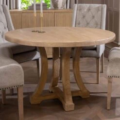 Linea 120cm Round Elm Wood Dining Table